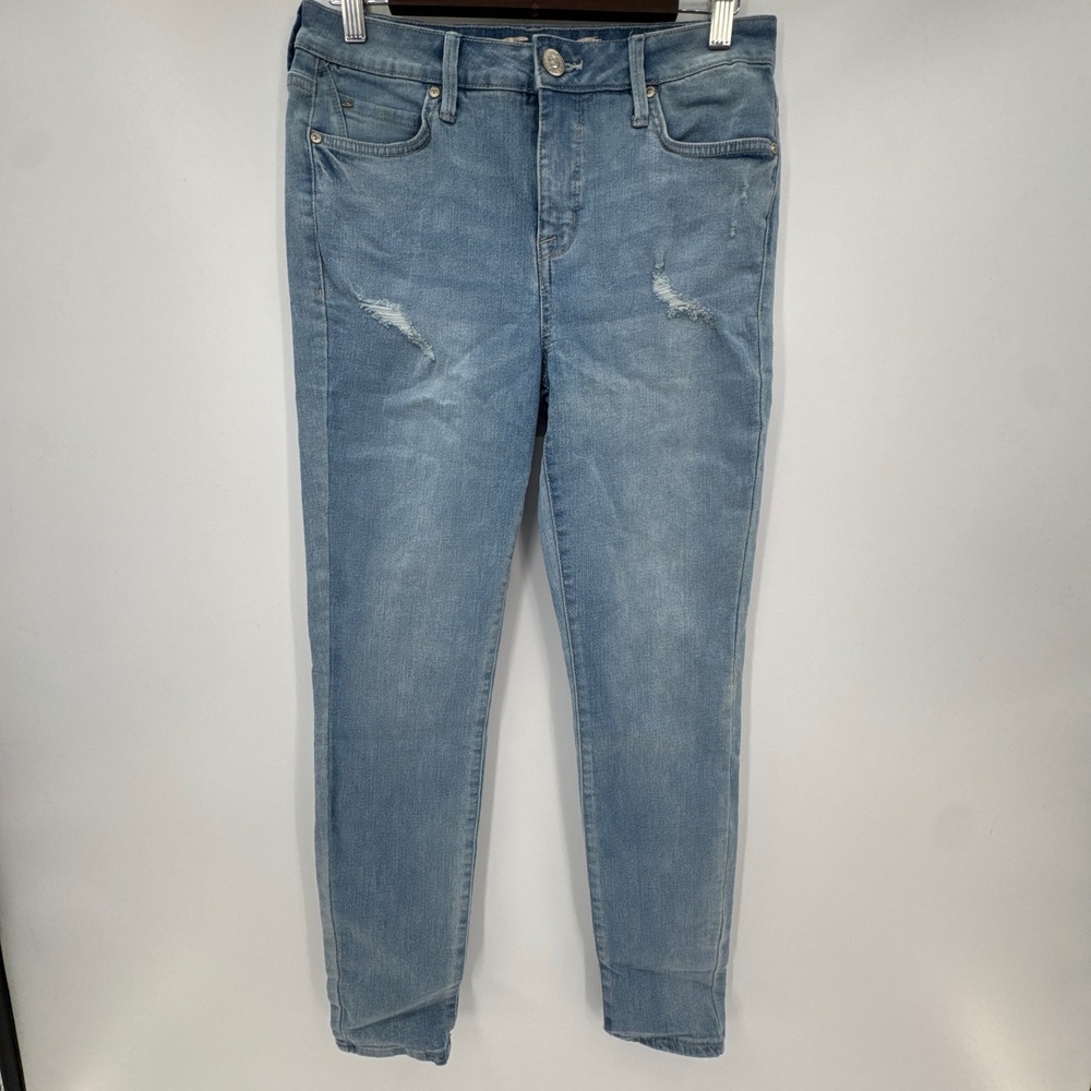 Seven7 Metro Ultra High Rise Skinny Jeans Womens 4 Blue Light Wash Distressed